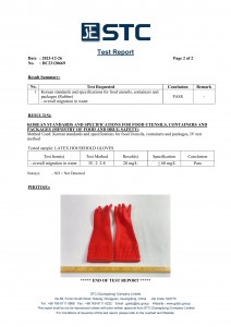 test report of 38cm red household rubber gloves